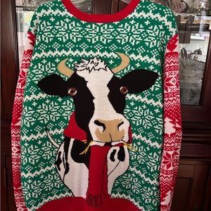 Ugly Sweater Christmas Holiday Cow Mens XL
